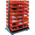 Global Equipment Mobile Double Sided Floor Rack - 48 Red Stacking Bins 36 x 54 550176RD
